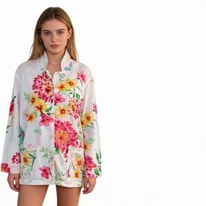 VICTORIA’S SECRET Floral Button Down Sleep Shirt Swim Cover Up Size M